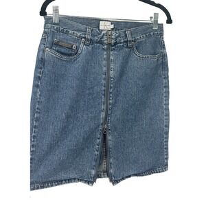Y2K Calvin Klein CK denim zip front mini jean skirt 2000s VTG 90s Vintage grunge